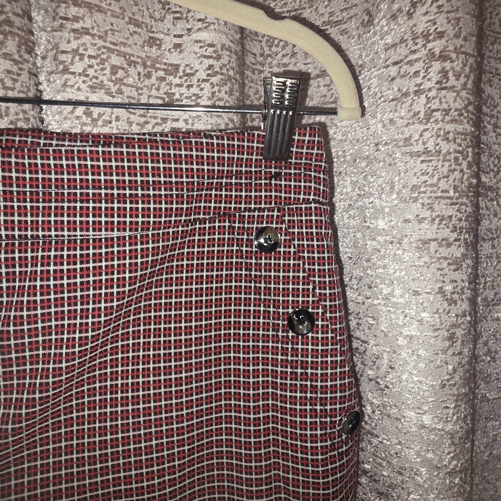 New York & Company Burgundy Check Ankle Pants - Picture 3 of 7